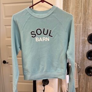 NWT Soul Cycle “Soul Barn” Cropped Crewneck Sweatshirt Blue Size XS